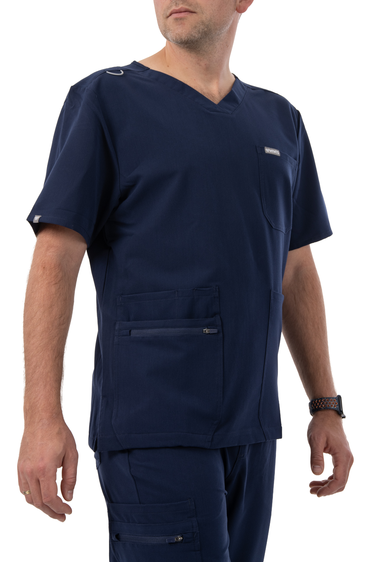 MYNTS V-Neck Pocket Genius - ScrubTop Men MMT003 Midnight Navy Mynts, midnight navy